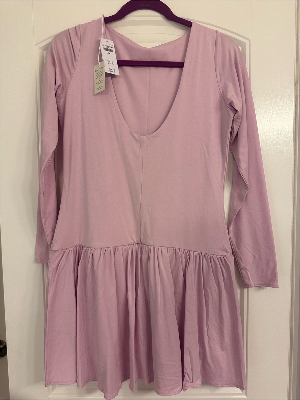 Abercrombie & Fitch Light Mauve/Pale Pink Long Sleeve V-Neck Tiered Dress NWT